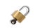 Open padlock with inserted key isolated