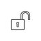 Open padlock line icon