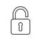 Open Padlock Outline Flat Icon on White