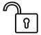 Open padlock outline icon. Unlock lock sign. Vector outline illustration isolated on white