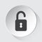 Open padlock - simple gray icon on white button