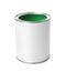 Open paint can on white background