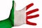 Open palm with the image of the flag of Italy. Multipurpose concept