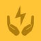 Open palms with lightning bolt glyph color icon