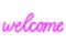 Open - Pink Neon sign. Hand written calligraphic word. Glowing cursive script