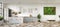 Open plan kitchen and livng room, 3d render