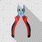 Open pliers icon in flat style on transparent background
