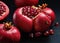 Open Pomegranate on Black Surface. Generative  AI