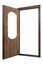 Open powerful metal safe-door with natural wood paneling