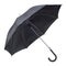 Open rain umbrella in black color. Mockup, template for logo presentation.