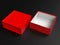 Open red box. Gift box mock up on black background. 3d rendering illustration