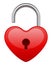 Open red shiny heart lock shape