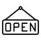 Open restaurant board icon, outline style