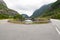 Open road. U-turn. Empty road with no traffic in countryside. Rural landscape. Ryfylke scenic route. Norway. Europe.