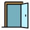 Open room door icon color outline vector