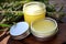 open salve jar with a gentle balm for itchy skin