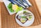 Open sandwiches with salted Atlantic mackerel and preserved smoked sprats