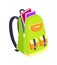 Open Schoolbag with Books Side View Vector