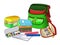 Open schoolbag. School supplies and textbooks. Goods for children\'s creativity.