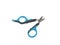 Open scissors for claws for pets dogs or cats on white background