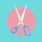 Open scissors flat design vector