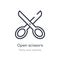 open scissors outline icon. isolated line vector illustration from tools and utensils collection. editable thin stroke open