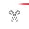 Open scissors simple thin line vector