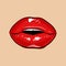 Open sexy lips drawing - Red lips open retro icon isolated on skin