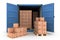 Open Shipping Container with Cargo on a White