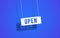 Open sign hanging with String on royal Blue background. 3d render White Shape With realistic shadows. Three-dimensional