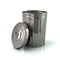 Open silver steel trash can 3d illustration