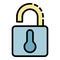 Open smart lock icon color outline vector