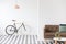 Open space interior with bicycle