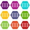 Open spiral lined notebook icon set color hexahedron