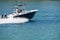 Open Sports Fishing Boat Powered by Two outboard Engines