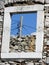 Open stone window in Hreljin in Croatia