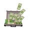 Open Suitcase Full with Dollar Banknotes as Asset and Money Abundance Vector Illustration