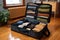 open suitcase revealing organized packing cubes