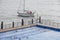 Open swimming pool. Baltic sea and yacht. Helsinki harbor