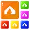 Open tent icons set vector color