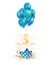 Open textured gift box with number 5 th flying on balloons. Five years celebrations. Greeting of fifth anniversary isolated vector