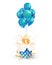 Open textured gift box with number 6 th flying on balloons. Six years celebrations. Greeting of sixth anniversary isolated vector