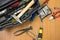 Open toolbox, small portable vice screwdriver tools for repair
