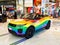 Open Top Land Rover Painted in Gay Pride Rainbow Colours