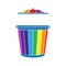 Open trash can in the form of a rainbow.