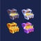 Open Treasure Chests with Gold and Gemstones. Game Icons, Assets With A Sense Of Mystery, Adventure