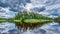 open view to the river of Gauja in Latvia with cloud reflections in water