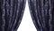 Open vintage dark blue curtains