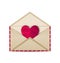 Open vintage envelope with paper grunge heart