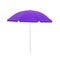 Open violet beach umbrella isolated on white